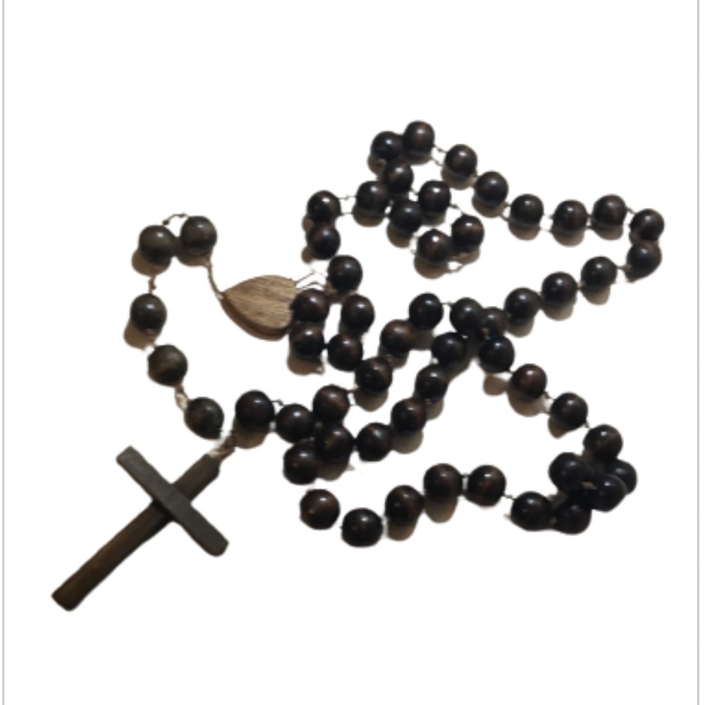 Wood Cross Bead Necklace BA5